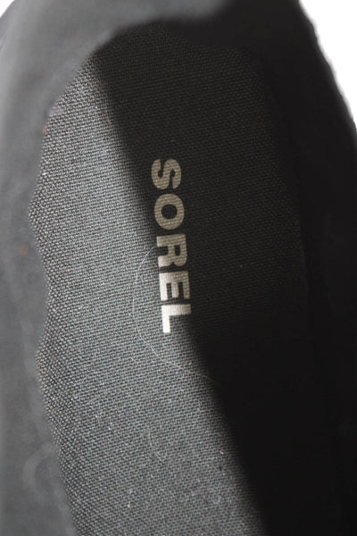 Sorel Womens Patent Leather Lace Up Waterproof Ankle Rain Boots Gray Black Size