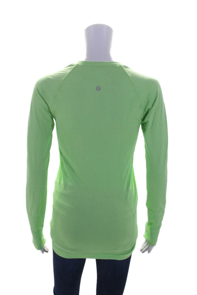 Lululemon Womens Long Sleeves Crew Neck Pullover Tee Shirt Lime Green Size 6