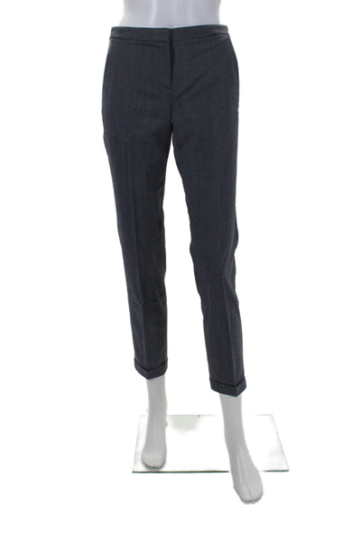 Theory Womens Wool Textured Pleated Lined Trouser Dress Pants Gray Size 00