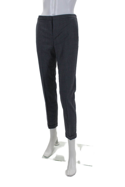 Theory Womens Wool Textured Pleated Lined Trouser Dress Pants Gray Size 00