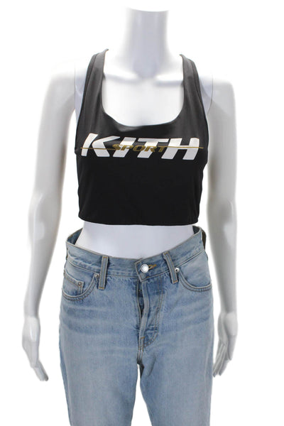 Kith Sport Womens Scoop Neck Logo Sports Bra Black White Size Medium