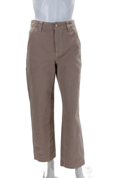 TNA Womens Zipper Fly High Rise Straight Leg Pants Brown Cotton Size 0