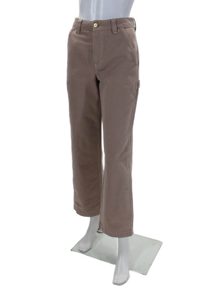 TNA Womens Zipper Fly High Rise Straight Leg Pants Brown Cotton Size 0