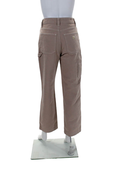 TNA Womens Zipper Fly High Rise Straight Leg Pants Brown Cotton Size 0