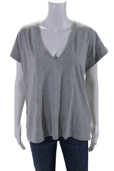 Frame Womens Cotton Sleeveless Collared V-Neck Casual Top Gray Size XL