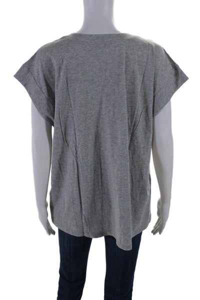 Frame Womens Cotton Mid Rise Casual V-Neck Sleeves Collared Top Gray Size XL