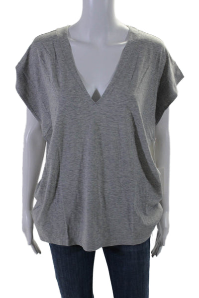 Frame Womens Cotton Squared Sleeveless V-Neck Collared Casual Top Gray Size XL