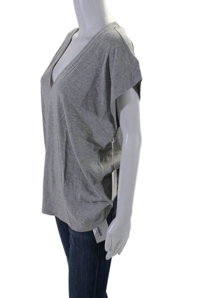 Frame Womens Cotton Squared Sleeveless V-Neck Collared Casual Top Gray Size XL