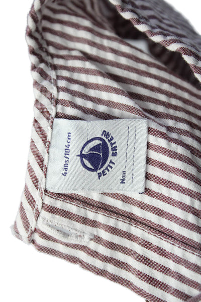 Petit Bateau Childrens Girls Striped A Line Dress Purple White Cotton Size 4