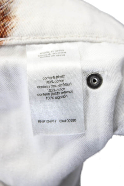 We Wore What Womens Zipper Fly High Rise Straight Leg Jeans White Brown Size 24