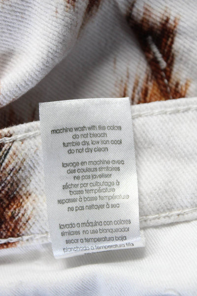 We Wore What Womens Zipper Fly High Rise Straight Leg Jeans White Brown Size 24