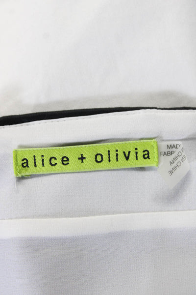 Alice + Olivia Womens Flat Front Back Zipper Mini Skirt Black White Cotton Size