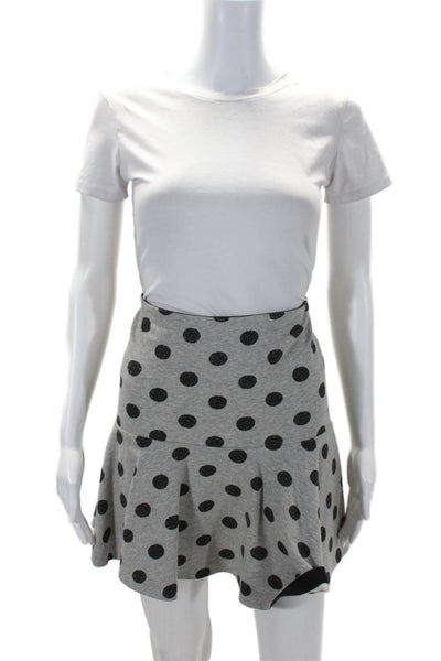 Robert Rodriguez Black Label Womens Polka Dot Mini Skirt Gray Black Size Small