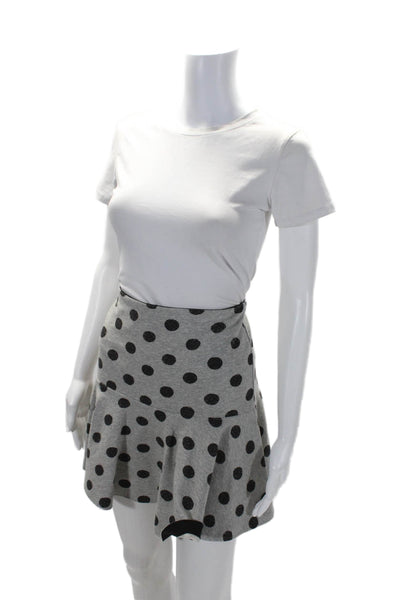 Robert Rodriguez Black Label Womens Polka Dot Mini Skirt Gray Black Size Small