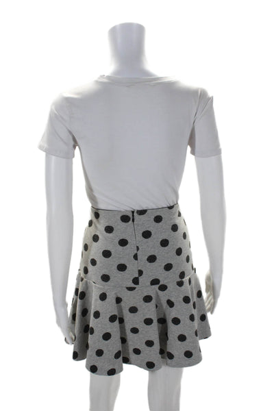 Robert Rodriguez Black Label Womens Polka Dot Mini Skirt Gray Black Size Small