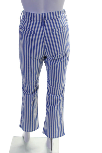 J Crew Womens Striped High Rise Straight Leg Pants White Blue Cotton Size 26