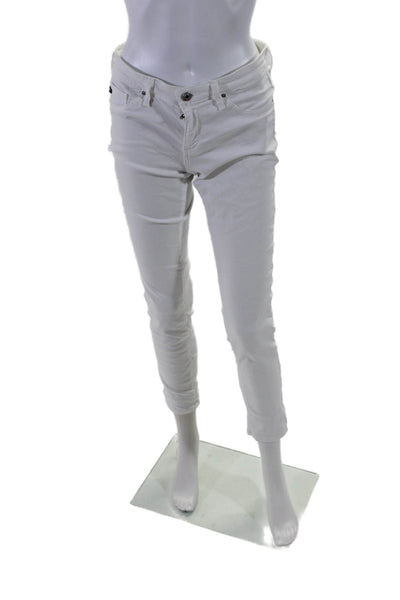 AG Adriano Goldschmied Womens Mid Rise Skinny Jeggings White Size 28