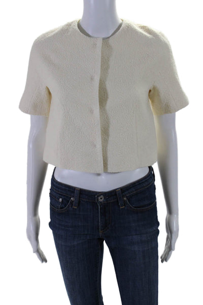 Elie Tahari Womens Snap Closure Lined Short Sleeve Jacket White Size S