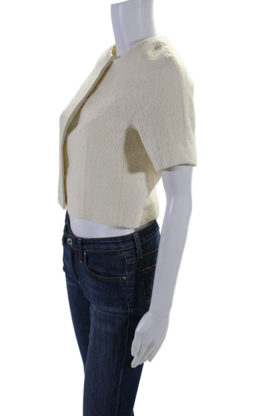 Elie Tahari Womens Snap Closure Lined Short Sleeve Jacket White Size S