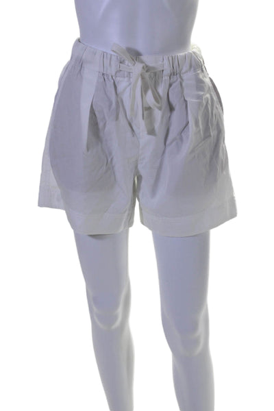 Vince Womens Cotton Pleated Lined Elastic Waistband Drawstring Shorts White Size