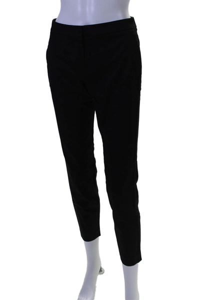 Theory Womens Cotton Zip Button Pleated Tapered Dress Pants Black Size 0