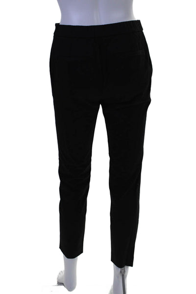 Theory Womens Cotton Zip Button Pleated Tapered Dress Pants Black Size 0
