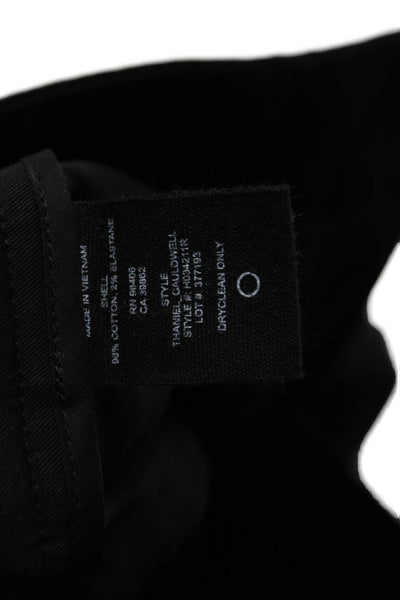 Theory Womens Cotton Zip Button Pleated Tapered Dress Pants Black Size 0