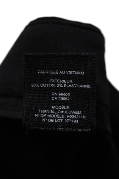 Theory Womens Cotton Zip Button Pleated Tapered Dress Pants Black Size 0