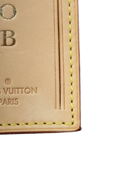 Louis Vuitton Unisex Brown Gold Tone Leather AOB Initial Luggage Handbag Tag