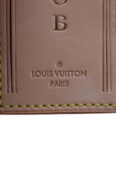 Louis Vuitton Unisex Brown Gold Tone Leather AOB Initial Luggage Handbag Tag