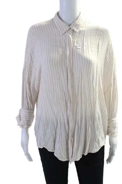 IRO Womens Pink White Striped Collar Long Sleeve Button Down Shirt Size 38