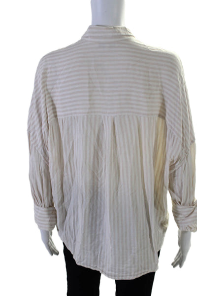 IRO Womens Pink White Striped Collar Long Sleeve Button Down Shirt Size 38