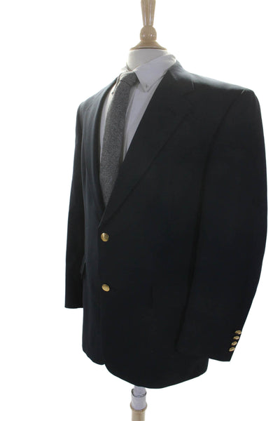 Hart Schaffner Marx Mens Wool Navy Two Button Long Sleeve Blazer Size 42R