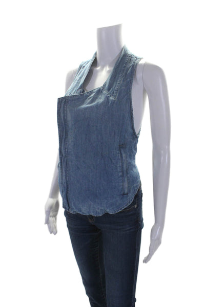 Helmut Helmut Lang Womens Zip Front Sleeveless Jean Top Blue Small