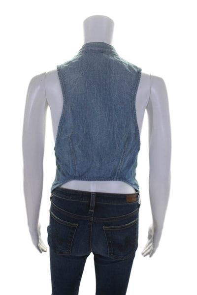 Helmut Helmut Lang Womens Zip Front Sleeveless Jean Top Blue Small