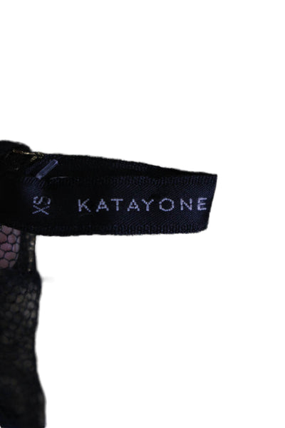 Katayone Adeli Womens Sleeveless Scoop Neck Tank Top Net Black Size XS