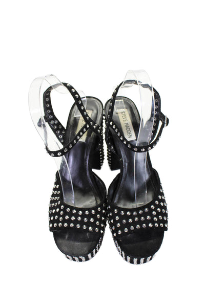 Steve Madden Womens Studded Masha Platform Slingbacks Sandals Black Size 9 Mediu