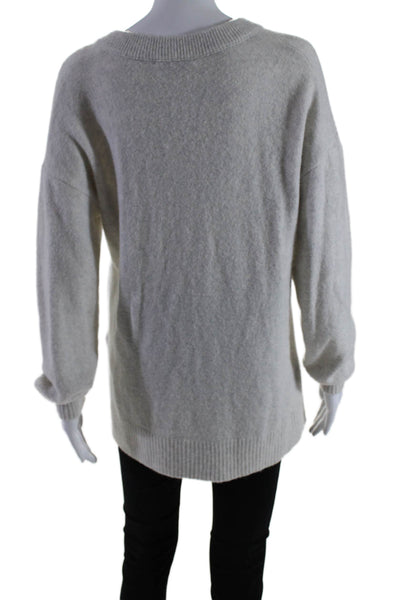 Madewell Womens Long Sleeve V Neck Ribbed Trim Sweater Light Gray Size M