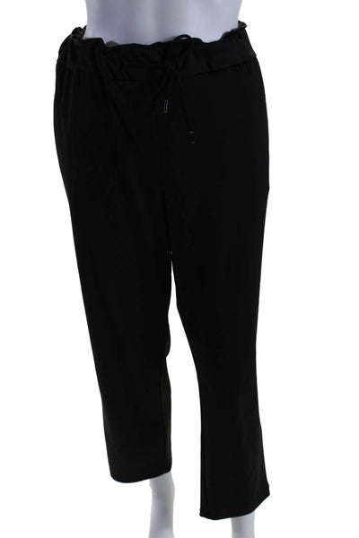 Maison d'Amelie Women's Satin Drawstring Waist Straight Leg Pants Black Size L