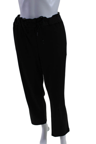 Maison d'Amelie Women's Satin Drawstring Waist Straight Leg Pants Black Size L