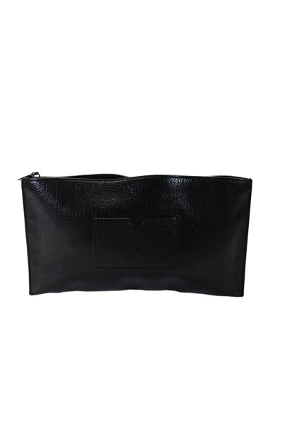 Reed Krakoff Womens Zip Top Grain Leather Rectangular Clutch Handbag Black