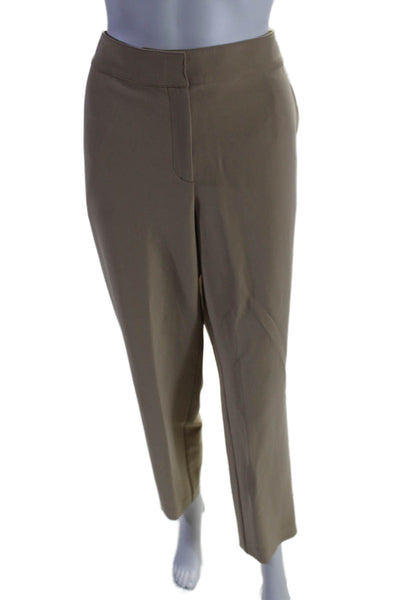 St. John Womens Zipper Fly High Rise Straight Leg Pants Brown Wool Size 10