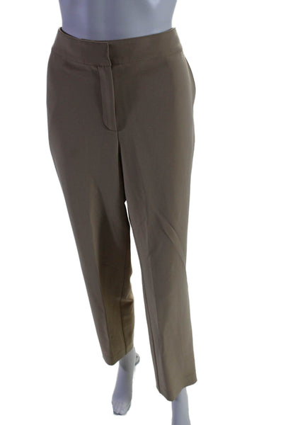 St. John Womens Zipper Fly High Rise Straight Leg Pants Brown Wool Size 10