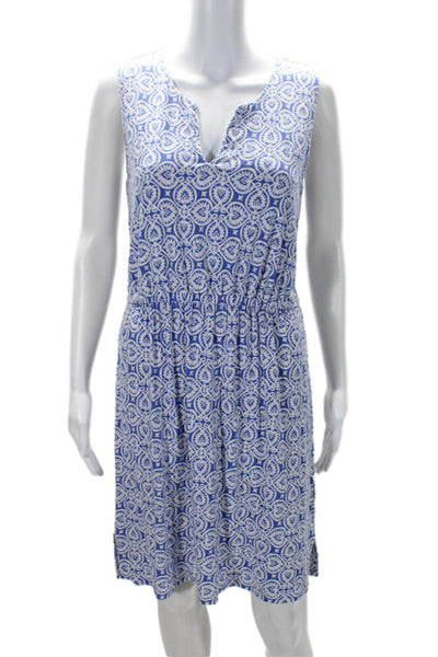 Vineyard Vines Womens Sleeveless V Neck Knee Length Shift Dress Blue White Small