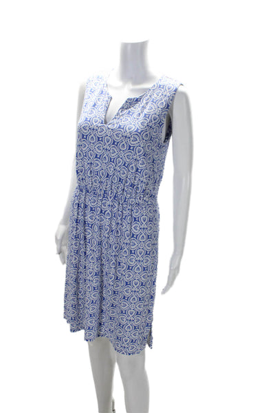 Vineyard Vines Womens Sleeveless V Neck Knee Length Shift Dress Blue White Small