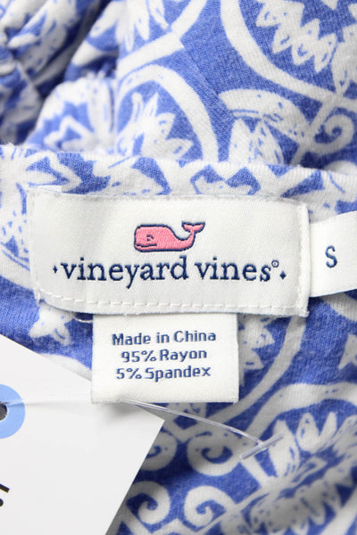 Vineyard Vines Womens Sleeveless V Neck Knee Length Shift Dress Blue White Small