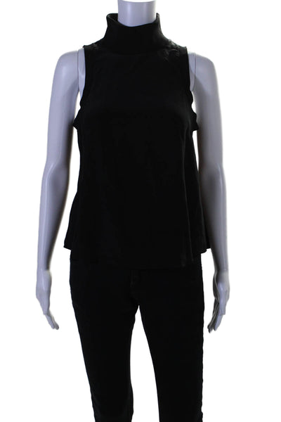 Cinq A Sept Womens Silk Sleeveless Pullover Turtleneck Blouse Top Black Size XS