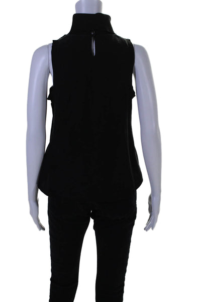 Cinq A Sept Womens Silk Sleeveless Pullover Turtleneck Blouse Top Black Size XS