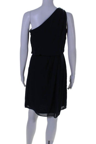 Adrianna Papell Womens Embellished One Shoulder Blouson Dress Navy Size 4