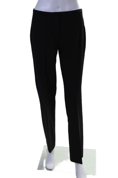 Elie Tahari Womens Wool Flat Front Straight Leg Trousers Black Size 2